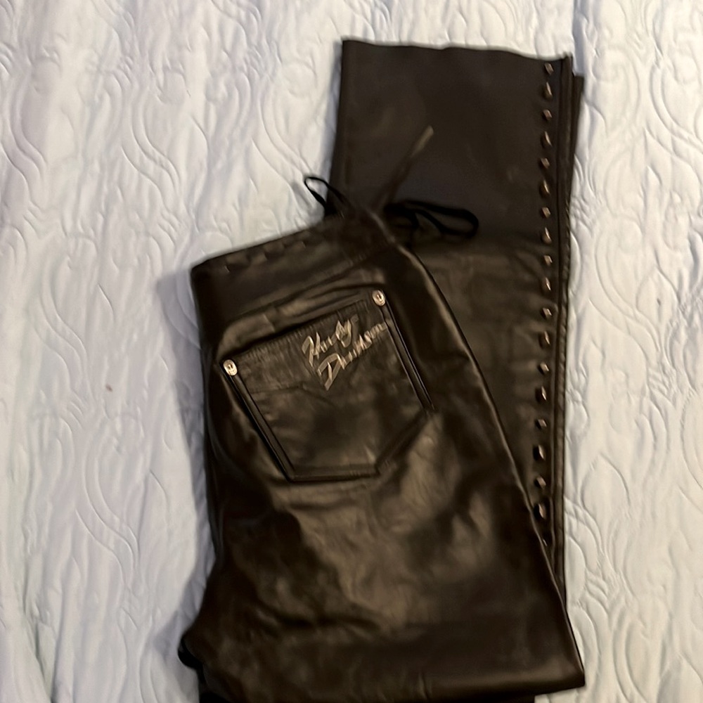 Leather Pants-  Harley Davidson Size 10 Premium Black Studded Bootcut Jeans
